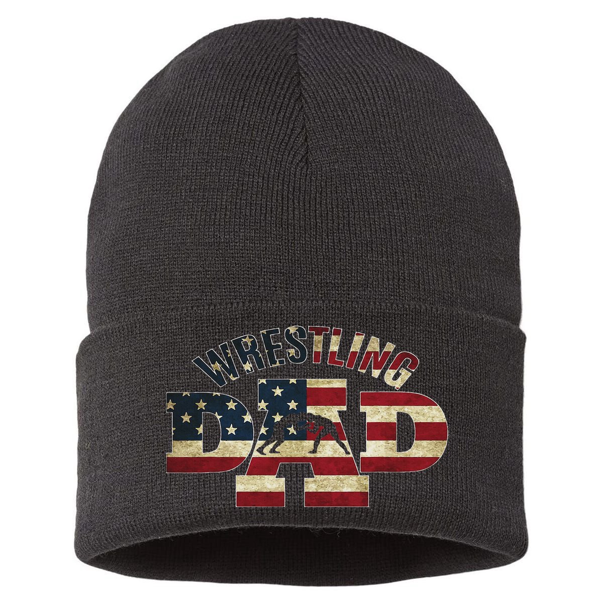 Usa Wrestling Dad Gifts American Flag Wrestle Team Coach Sustainable Knit Beanie