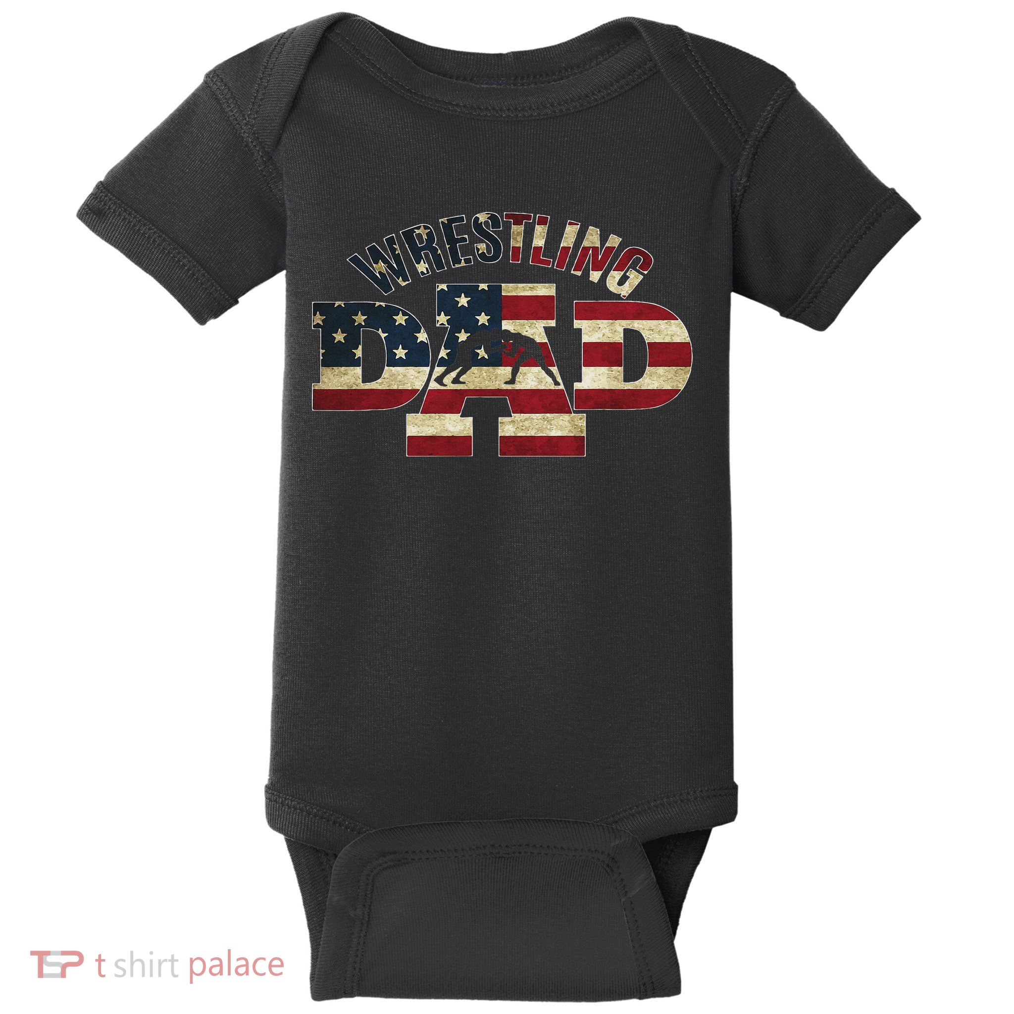 Usa Wrestling Dad Gifts American Flag Wrestle Team Coach Baby Bodysuit