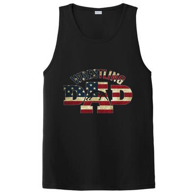 Usa Wrestling Dad Gifts American Flag Wrestle Team Coach PosiCharge Competitor Tank