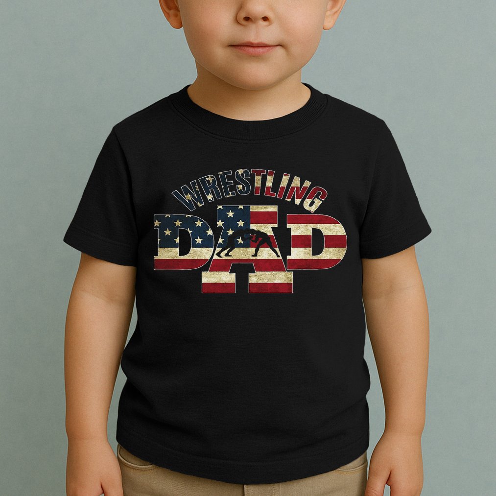 Usa Wrestling Dad Gifts American Flag Wrestle Team Coach Toddler T-Shirt