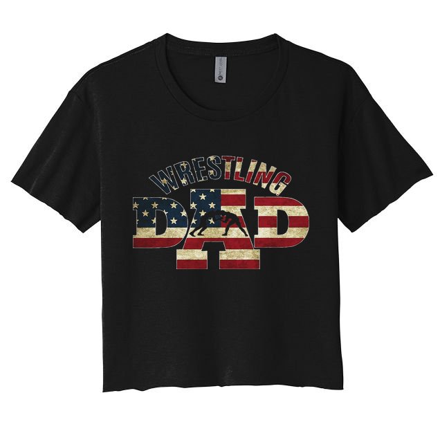 Usa Wrestling Dad Gifts American Flag Wrestle Team Coach Crop Top