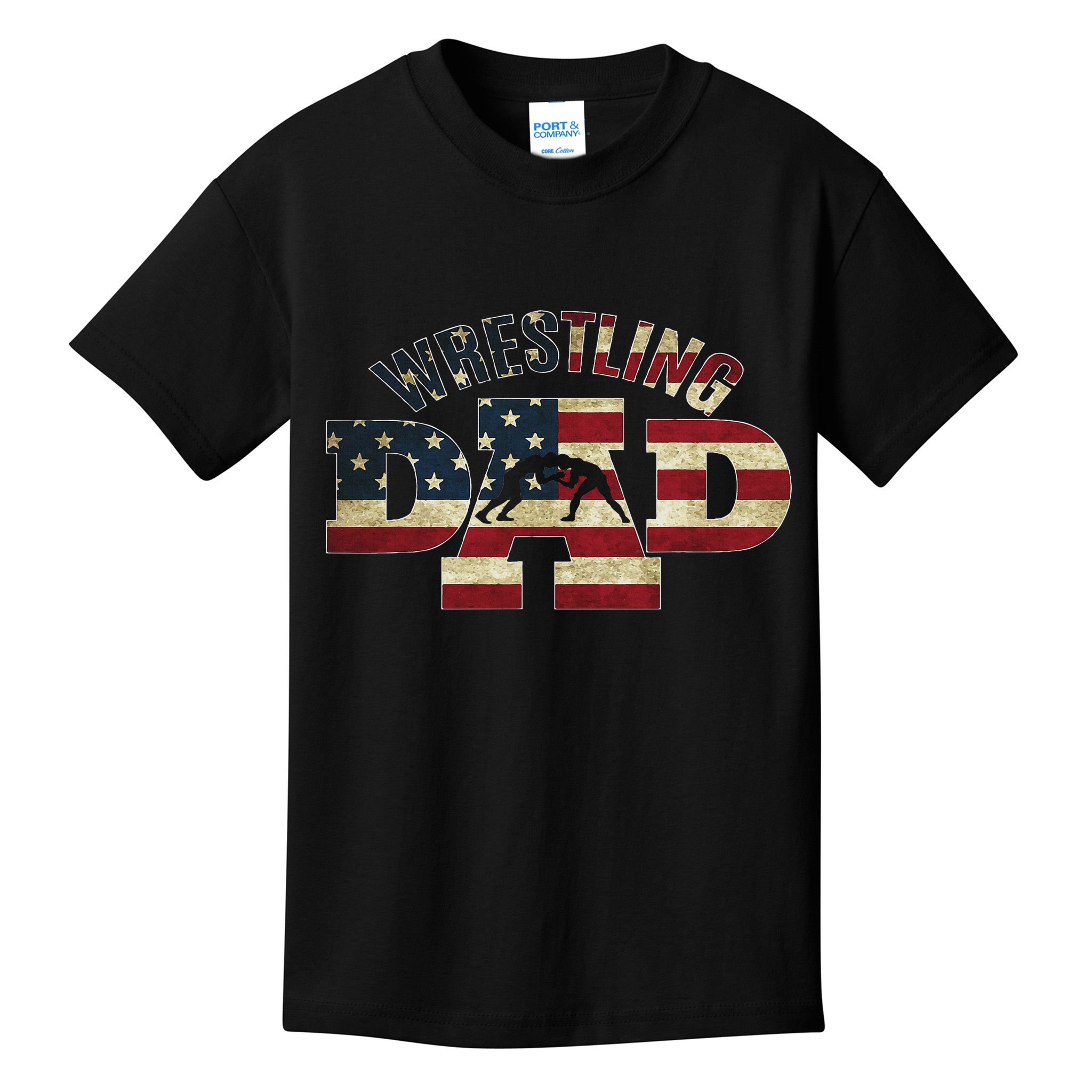 Usa Wrestling Dad Gifts American Flag Wrestle Team Coach Kids T-Shirt