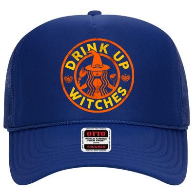 Up Witches Funny Halloween Ing Alcohol Gift High Crown Mesh Back Trucker Hat