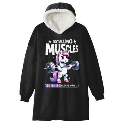 Unicorn Weightlifting Fitness Gym Workout Weight Training Hooded Wearable Blanket