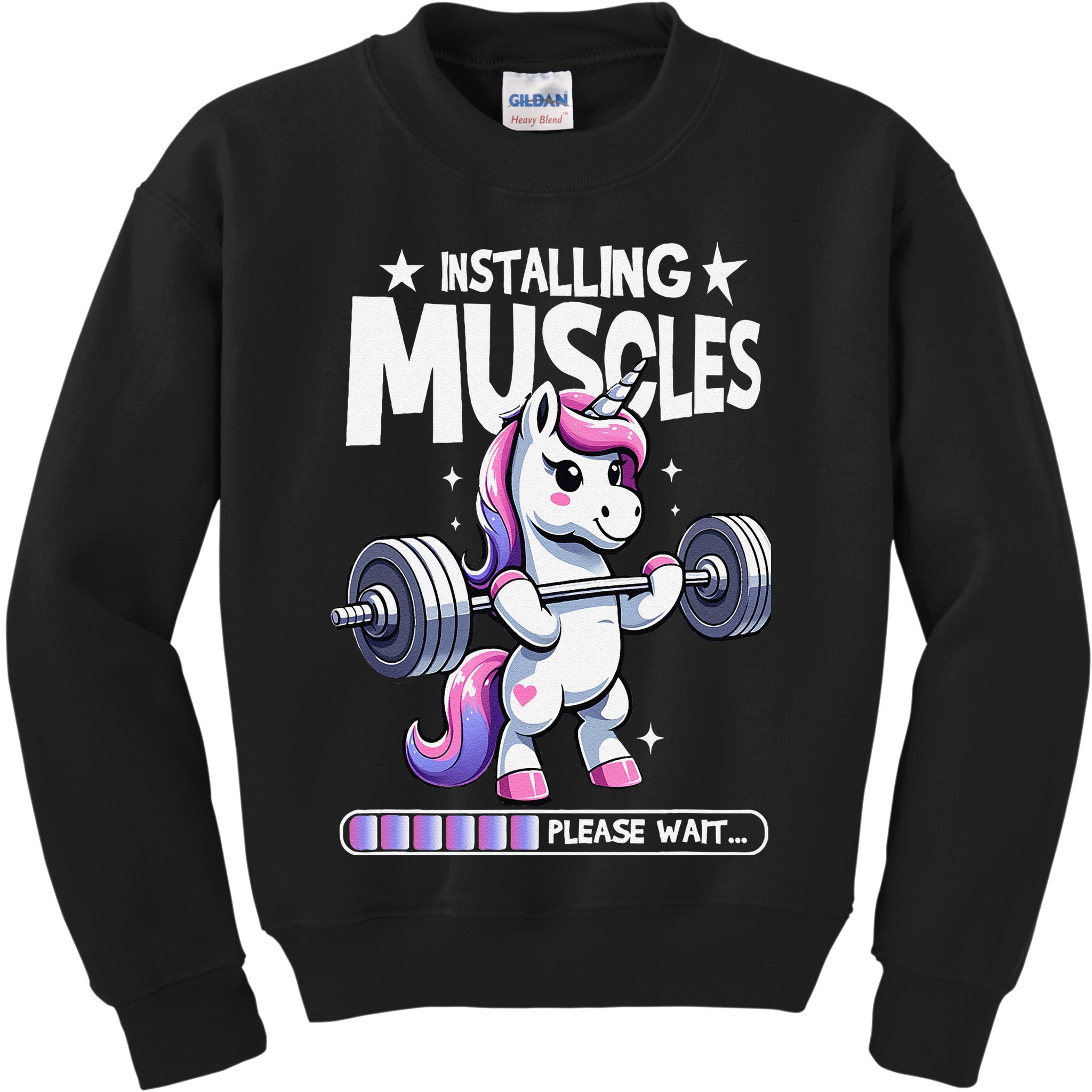 Unicorn Weightlifting Fitness Gym Workout Weight Training Kids Sweatshirt