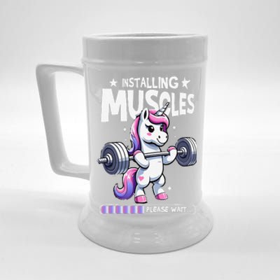 Unicorn Weightlifting Fitness Gym Workout Weight Training Beer Stein