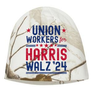 Union Workers For Harris Walz 2024 Presidential Election Kati - Camo Knit Beanie