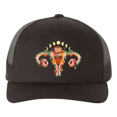 Uterus With Flowers And Moon Phases Retro Vagina Yupoong Adult 5-Panel Trucker Hat