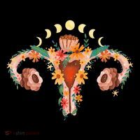 Uterus With Flowers And Moon Phases Retro Vagina 16 in Basic Backpack