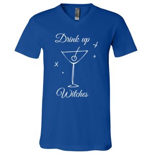 Up Witches Funny Ing Wine Halloween Costume Gift V-Neck T-Shirt