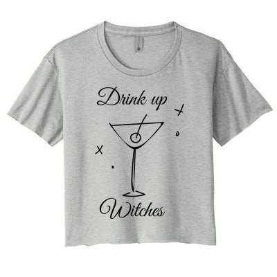 Up Witches Funny Ing Wine Halloween Costume Gift Women's Crop Top Tee