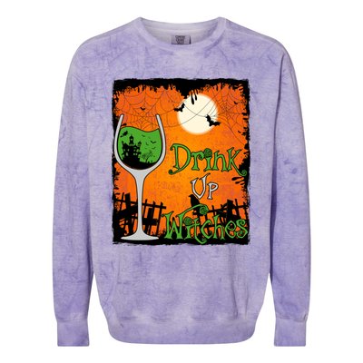 Up Witches Funny Halloween Meaningful Gift Colorblast Crewneck Sweatshirt