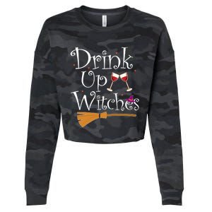 Up Witches Funny Ing Wine Halloween Costume Mom Gift Cropped Pullover Crew