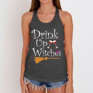 Up Witches Funny Ing Wine Halloween Costume Mom Gift Women's Knotted Racerback Tank