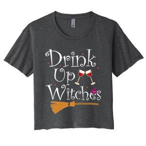 Up Witches Funny Ing Wine Halloween Costume Mom Gift Women's Crop Top Tee