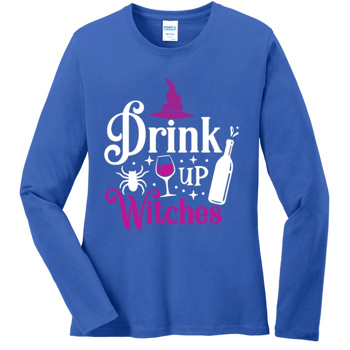 Up Witches Gift Funny Wine Lover Ing Halloween Meaningful Gift Ladies Long Sleeve Shirt