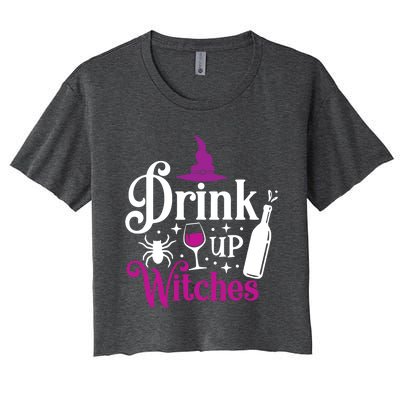 Up Witches Gift Funny Wine Lover Ing Halloween Meaningful Gift Women's Crop Top Tee