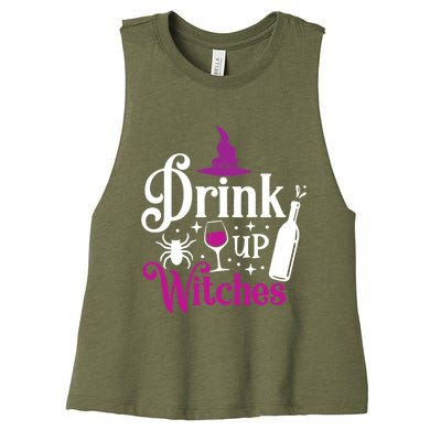 Up Witches Gift Funny Wine Lover Ing Halloween Meaningful Gift Women's Racerback Cropped Tank