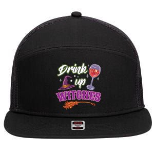 Up Witches Halloween Wine Ing Costume Shir Gift 7 Panel Mesh Trucker Snapback Hat