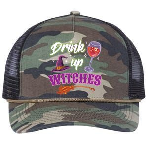 Up Witches Halloween Wine Ing Costume Shir Gift Retro Rope Trucker Hat Cap