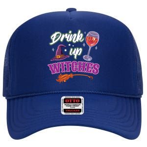 Up Witches Halloween Wine Ing Costume Shir Gift High Crown Mesh Back Trucker Hat