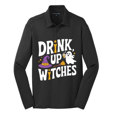 Up Witches Halloween Party Fun Design For Ghouls Gift Silk Touch Performance Long Sleeve Polo