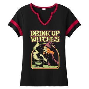 Up Witches Halloween Hallowine Wine Witch Gift Ladies Halftime Notch Neck Tee