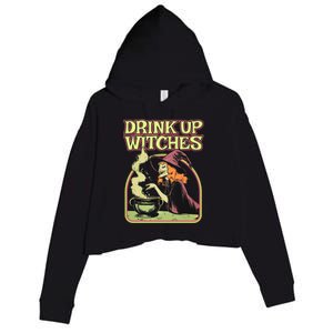 Up Witches Halloween Hallowine Wine Witch Gift Crop Fleece Hoodie