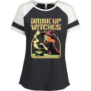 Up Witches Halloween Hallowine Wine Witch Gift Enza Ladies Jersey Colorblock Tee