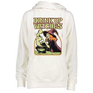 Up Witches Halloween Hallowine Wine Witch Gift Womens Funnel Neck Pullover Hood