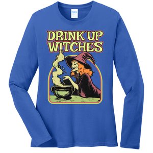 Up Witches Halloween Hallowine Wine Witch Gift Ladies Long Sleeve Shirt