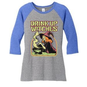 Up Witches Halloween Hallowine Wine Witch Gift Women's Tri-Blend 3/4-Sleeve Raglan Shirt