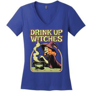 Up Witches Halloween Hallowine Wine Witch Gift Women's V-Neck T-Shirt