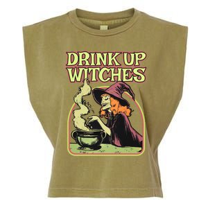 Up Witches Halloween Hallowine Wine Witch Gift Garment-Dyed Women's Muscle Tee