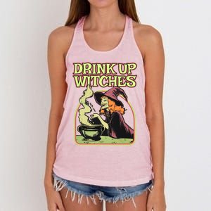 Up Witches Halloween Hallowine Wine Witch Gift Women's Knotted Racerback Tank