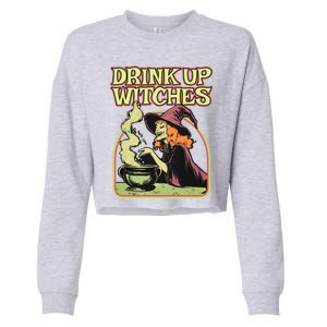 Up Witches Halloween Hallowine Wine Witch Gift Cropped Pullover Crew