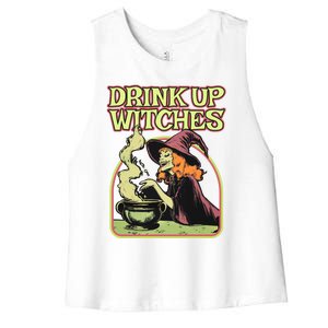 Up Witches Halloween Hallowine Wine Witch Gift Women's Racerback Cropped Tank