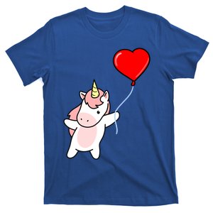 Unicorn With Heart Balloon Valentines Day Unicorn Gift T-Shirt