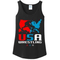 Usa Wrestling Independence Day American Flag Wrestler Sports Ladies Essential Tank