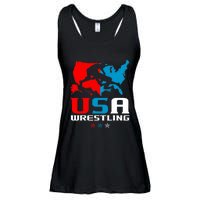 Usa Wrestling Independence Day American Flag Wrestler Sports Ladies Essential Flowy Tank