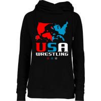 Usa Wrestling Independence Day American Flag Wrestler Sports Womens Funnel Neck Pullover Hood