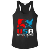 Usa Wrestling Independence Day American Flag Wrestler Sports Ladies PosiCharge Competitor Racerback Tank