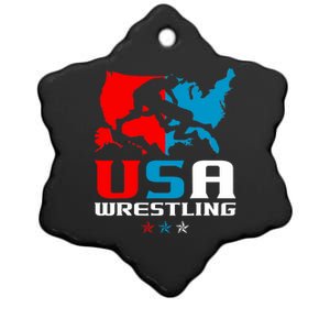 Usa Wrestling Independence Day American Flag Wrestler Sports Ceramic Star Ornament