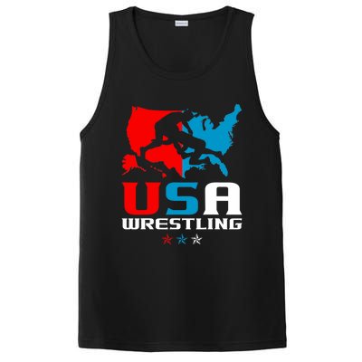 Usa Wrestling Independence Day American Flag Wrestler Sports PosiCharge Competitor Tank