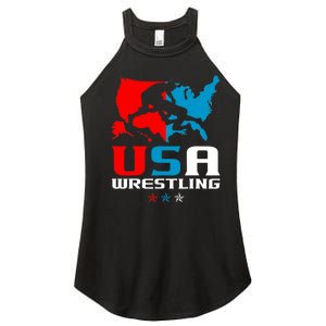 Usa Wrestling Independence Day American Flag Wrestler Sports Women's Perfect Tri Rocker Tank