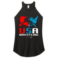 Usa Wrestling Independence Day American Flag Wrestler Sports Women's Perfect Tri Rocker Tank