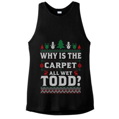 Ugly Why Is The Carpet Funny All Wet Todd Funny Christmas Ladies PosiCharge Tri-Blend Wicking Tank