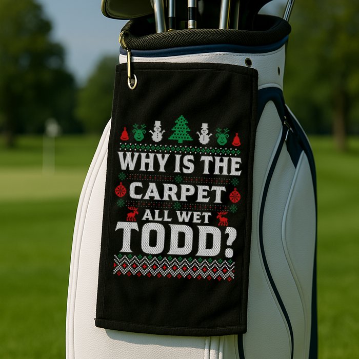 Ugly Why Is The Carpet Funny All Wet Todd Funny Christmas Golf Towel