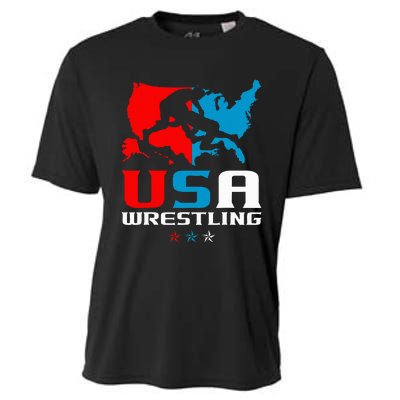 Usa Wrestling Independence Day American Flag Wrestler Sports Cooling Performance Crew T-Shirt