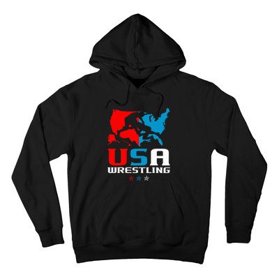 Usa Wrestling Independence Day American Flag Wrestler Sports Hoodie